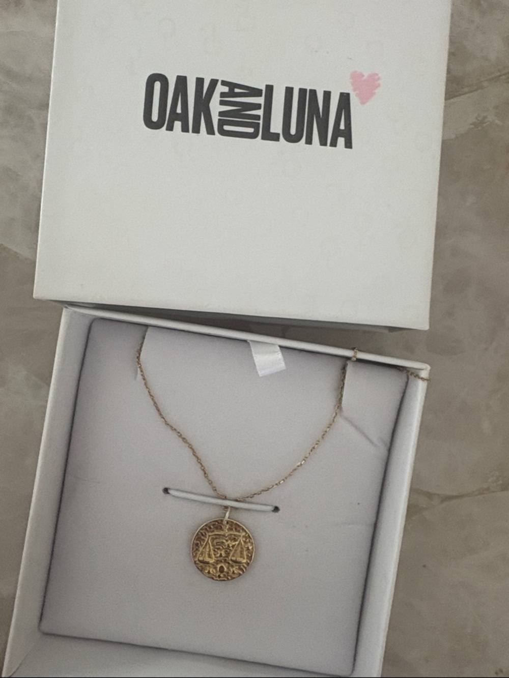 Oak and Luna Gold Coin Pendant Libra Necklace